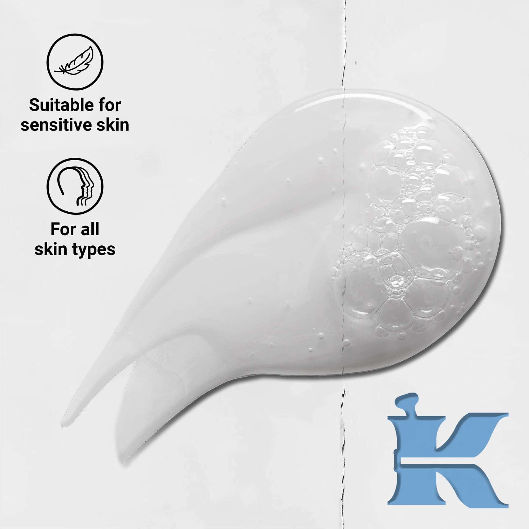 Fotografija teksture Kiehl's Ultra Facial Cleanser s ikonama: за sve tipove kože i osjetljivu kožu