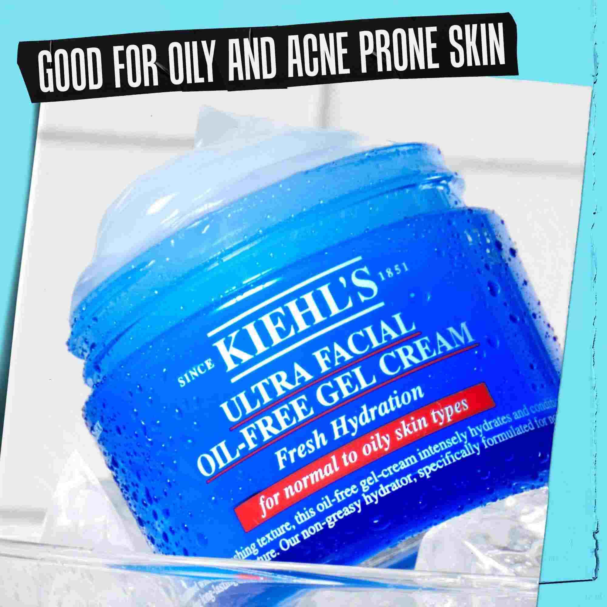 Posudica Ultra Facial Oil-Free Gel Cream s oznakom „Dobro za masnu kožu i kožu sklonu aknama.”
