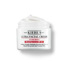 Posudica od 125 ml Kiehl's Ultra Facial Cream SPF 30 s pjenastom teksturom na bijeloj pozadini.