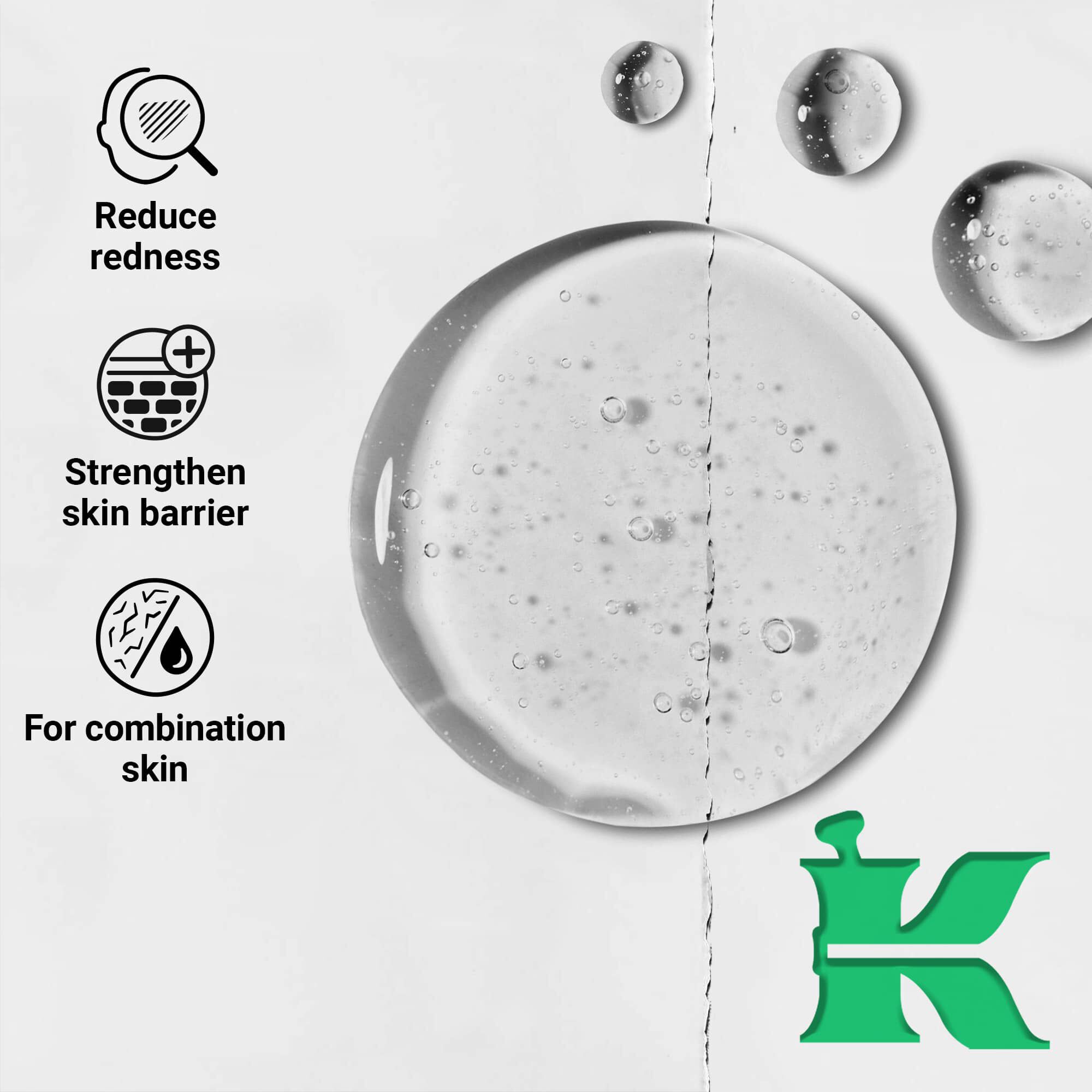 Fotografija teksture s ikonama: smanjuje crvenilo, jača kožnu barijeru, за mješovitu kožu