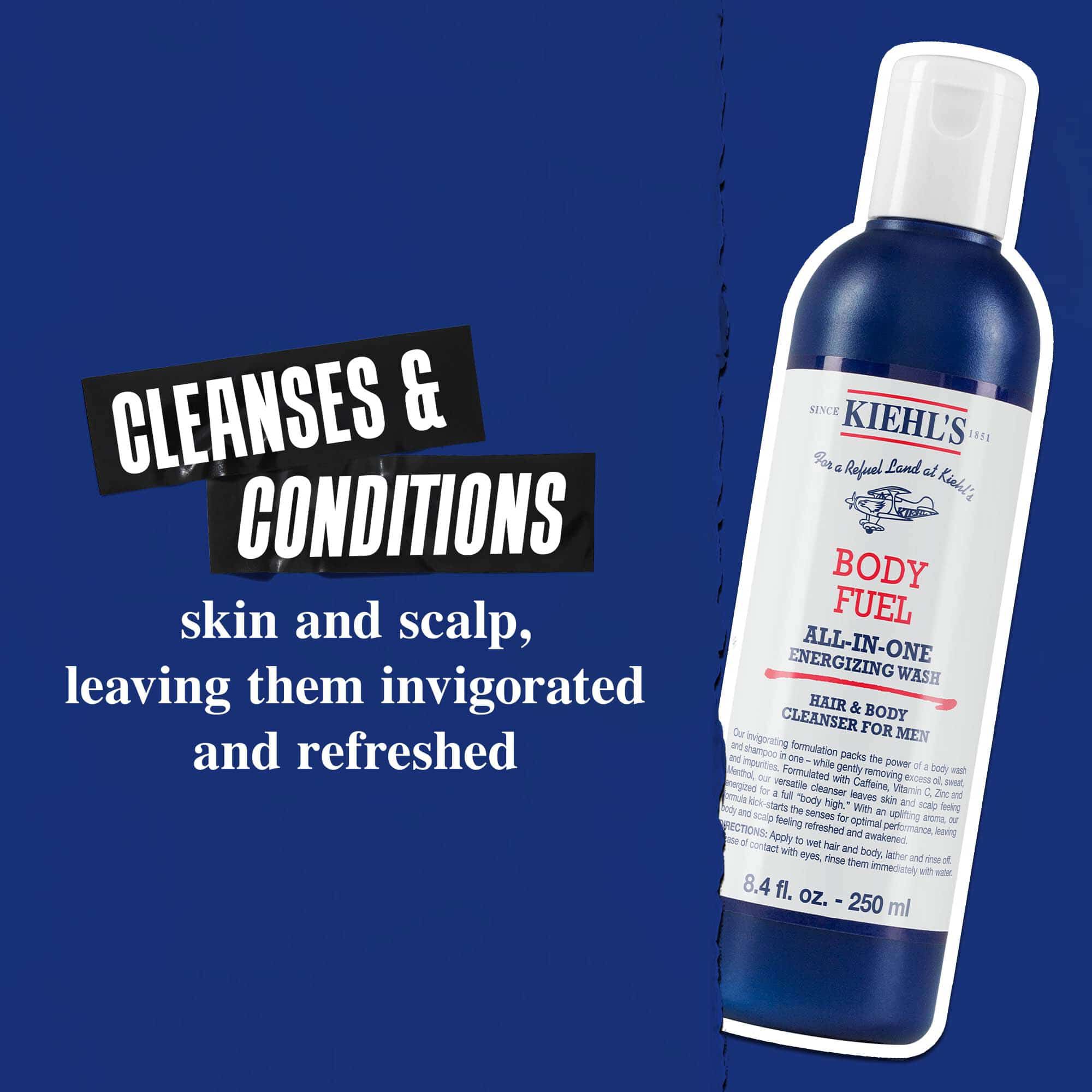 Body Fuel All-In-One Energizing Wash: Čisti i njeguje kožu, kosu i vlasište, ostavljajući ih osvježenima и revitaliziranima.
