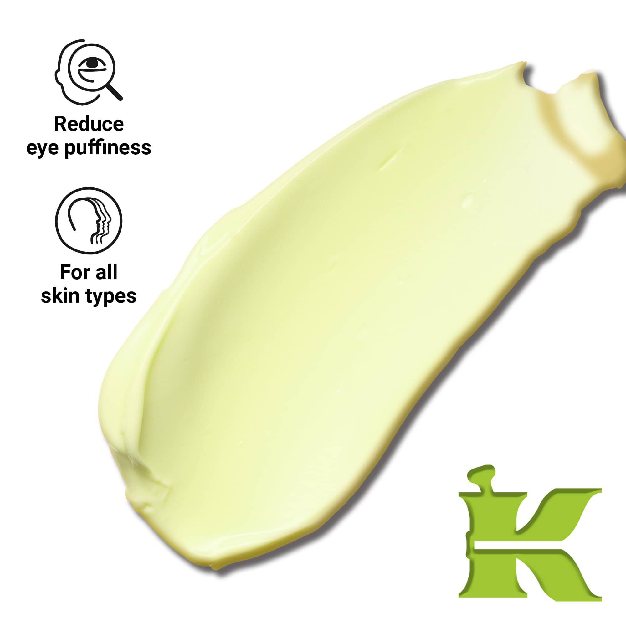 Fotografija teksture proizvoda s ikonama – smanjuje natečenost oko očiju i prikladan je za sve tipove kože