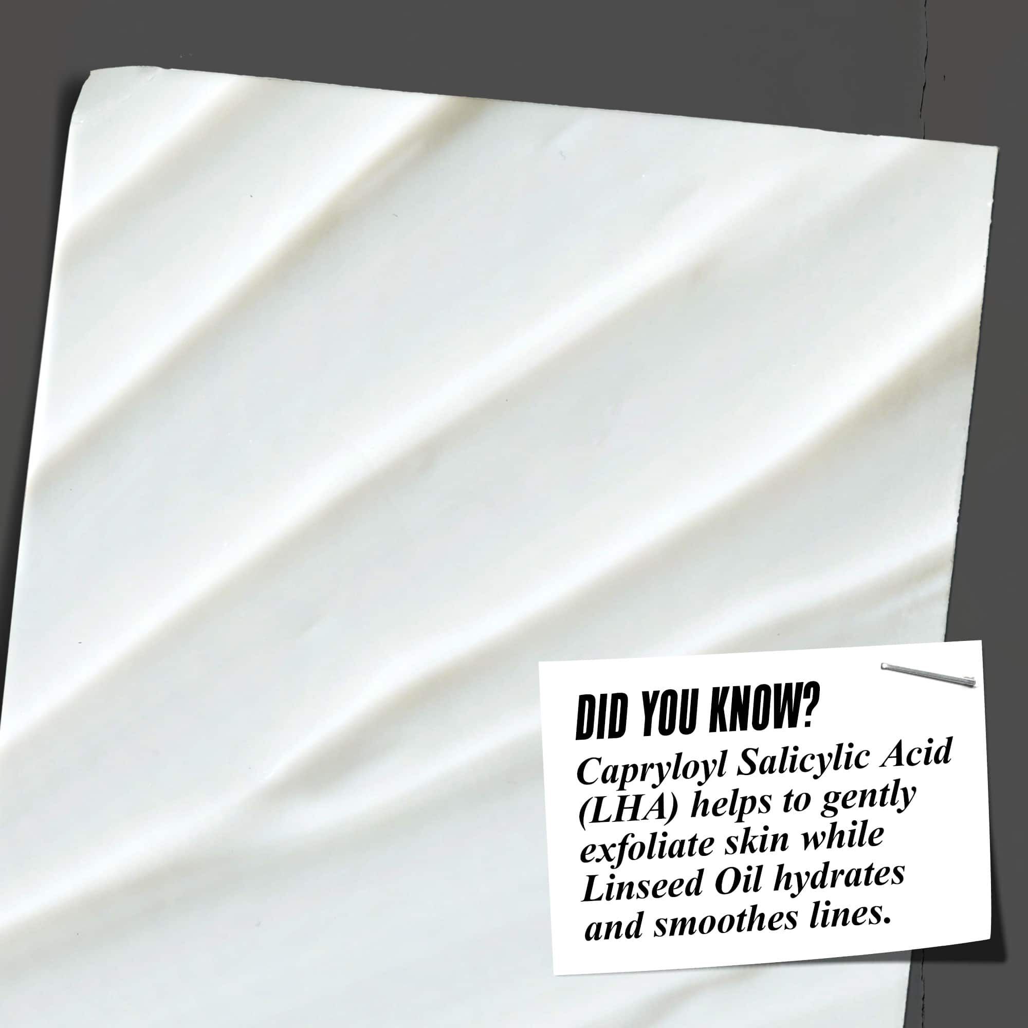 Jeste li znali? LHA pomaže u nježnom pilingu, dok laneno ulje hidratizira i zaglađuje linije.