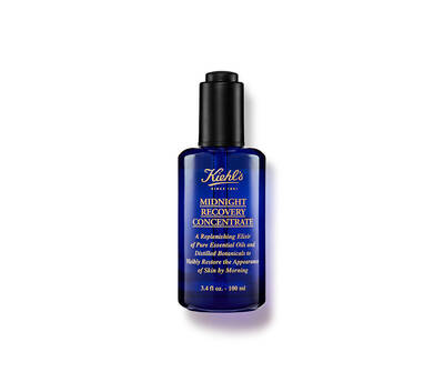 Bočica Kiehl's Midnight Recovery Concentrate, serum za obnovu kože s esencijalnim uljima i biljnim ekstraktima.